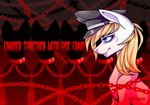 blonde_hair blue_eyes caption chain clothing collar female group hair hat headgear headwear nazi silhouette solo_focus text goddamncat hasbro my_little_pony aryanne_(character) earth_pony equid equine horse mammal pony english_text hi_res