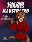 advertisement anthro clothed clothed_anthro clothed_female clothing cosmic_background ear_piercing female green_eyes looking_at_viewer piercing solo space space_background text inktiger star_trek mammal mustelid otter 2024 cover english_text magazine_cover promotional_material