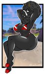 abs afro anthro areola bandage bikini black_body black_eyebrows black_fur black_hair clothing colored_nails crossgender ear_piercing ear_ring eyebrows facial_piercing feet female fur grey_areola grey_nipples hair hands_behind_head hands_in_hair lip_piercing looking_at_viewer mtf_crossgender muscular muscular_anthro muscular_female nails nipple_outline nipple_piercing nipples piercing pinata pose red_bikini red_clothing red_nails red_swimwear ring_piercing smile snakebite_piercing solo swimwear teeth thick_thighs tight_clothing tight_topwear topwear two-piece_swimsuit wool_(fur) christomwow epic_games fortnite lt._john_llama animate_inanimate camelid living_pinata llama mammal 2022 absurd_res hi_res pinup signature