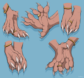 4_toes anisodactyl ankle_ring anklet avian_feet blue_background claws digit_ring feet foot_focus jewelry paws ring simple_background toe_claws toe_ring toes sao sao_(character) accipitriform avian bird secretary_bird absurd_res hi_res shaded