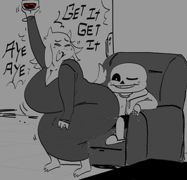 2_horns 3_toes alcohol anthro barefoot beverage big_breasts big_butt black_bottomwear black_clothing black_shorts bone bottomwear breasts butt chair cleavage clothed clothed_anthro clothed_female clothed_male clothing container cup dancing dress drinking_glass drunk duo electronics excited eyes_closed feet female female_anthro fingers floppy_ears footwear fur furniture glass glass_container glass_cup hair hand_on_knee hand_on_leg happy holding_container holding_cup holding_drinking_glass holding_object holding_wine_glass hoodie horn huge_breasts huge_thighs inside landline_phone lapdance larger_anthro larger_female living_room lop_ears male male/female male_humanoid mature_anthro mature_female one_eye_closed open_mouth open_smile overweight overweight_anthro overweight_female phone raised_arm shoes shorts sitting size_difference skeleton slippers smaller_humanoid smaller_male smile substance_intoxication tail text thick_thighs toes topwear twerking wine wine_glass mooncheese deltarune undertale_(series) chairiel sans_(undertale) toriel animated_skeleton boss_monster_(undertale) bovid caprine goat humanoid mammal undead 2025 digital_drawing_(artwork) digital_media_(artwork) hi_res