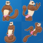 anthro blue_eyes blush briefs brown_body brown_fur bulge clothed clothing colored_seam_underwear fur male multiple_poses pink_briefs pink_clothing pink_underwear pose solo tan_body tan_fur underwear underwear_only white_seam_briefs white_seam_underwear cowardlion domestic_ferret mammal mustelid musteline true_musteline weasel 1:1 hi_res