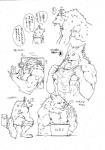 abs all_fours angry anthro athletic barefoot biceps big_hands big_muscles biped claws clothed clothing computer digitigrade doctor door duo electronics eyes_closed feet happy humor inside male muscular muscular_male pecs shirt size_difference small_shirt solo standing text toilet toilet_use tongue tongue_out topless topwear captainjohkid mythology canid canine mammal mythological_canine mythological_creature werecanid werecanine werecreature werewolf comic hi_res japanese_text monochrome sequence translation_request