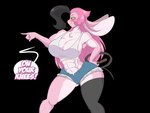 2019 4:3 abs anthro big_breasts black_hair blush bottomwear breasts clothing cosplay cutoffs denim denim_bottomwear denim_clothing digital_media_(artwork) female fur hair lagomorph legwear leporid mammal mastergodai multicolored_body multicolored_fur multicolored_hair muscular muscular_female pink_body pink_fur pink_hair poison_(final_fight) rabbit rascals reiko_usagi shirt shorts smile smirk solo tank_top thick_thighs thigh_highs topwear two_tone_body two_tone_fur two_tone_hair whip white_clothing white_shirt white_tank_top white_topwear wide_hips