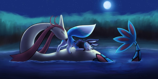 animal_genitalia animal_vulva anus blue_body blue_fur canine_genitalia canine_vulva cunnilingus duo eyes_closed female female/female feral feral_on_feral fur genitals looking_pleasured moon oral outside raised_tail sex size_difference tail vaginal vulva white_body white_fur rymherdier nintendo pokemon ithilwen_galanodel eevee generation_1_pokemon generation_3_pokemon milotic pokemon_(species) absurd_res hi_res