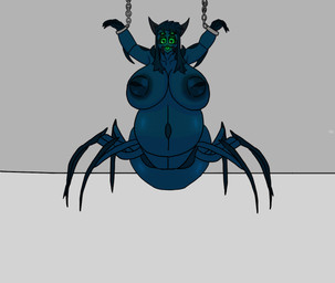 8_legs arthropod_abdomen big_breasts breasts chain female inverted_nipples nipples pregnant solo kakotherock arachne_(kakotherock) arachnid arthropod spider taur
