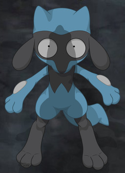 3_fingers 3_toes ambiguous_gender anthro blue_body blue_fur bodily_fluids feet fingers fur high-angle_view nude penis_shadow pupils scared simple_background small_pupils solo standing tail toes whyvern nintendo pokemon canid canine generation_4_pokemon mammal pokemon_(species) riolu absurd_res digital_media_(artwork) hi_res meme reaction_image