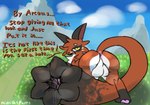 anus balls big_balls big_butt big_tail black_markings brown_body brown_fur bubble_butt butt butt_focus cloud dialogue dripping feral fur genitals grass grass_field half-closed_eyes literal_tailhole looking_at_viewer looking_back male markings mountain narrowed_eyes orange_body orange_fur painted_background pathway pawpads pink_anus plains plant presenting presenting_hindquarters presenting_tail requesting sex_request sky solo tail text wet_anus white_body white_fur white_markings yellow_eyes midnightpurrs nintendo pokemon generation_8_pokemon nickit pokemon_(species) artist_name english_text hi_res watermark