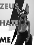 anthro breasts clock clothed clothing confident electricity eyewear fashion female graphic_design hair lightning no_shirt outside pose satisfied solo standing sunglasses sunny text topless watch han_moz european_mythology greek_mythology mythology han_(han_moz) zeus canid canine fennec_fox fox mammal true_fox 3:4 digital_media_(artwork) greyscale hi_res monochrome pinup shaded