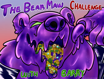 claws clothed clothing male money mouth_shot open_mouth text treasure treasure_hoard bardo_en_krisis bear goo_creature mammal hi_res