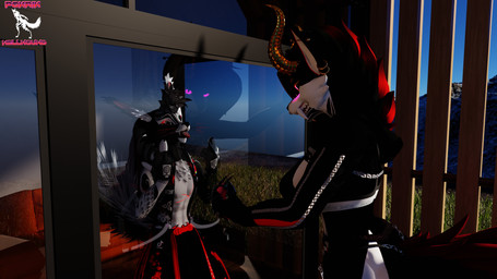 angry anthro bra claws clothing dominant dominant_female duo ear_piercing fangs female hiding horn humor male male/female occult_symbol pentagram piercing submissive submissive_male symbol teeth text tongue underwear pokrik alberarts_(modeler) kiraraoor pokrik_(pokrik_hellhound) hyena hyenid_(species) mammal rexouium 16:9 3d_(artwork) absurd_res blender_(artwork) digital_media_(artwork) english_text hi_res widescreen