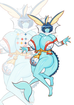 4_fingers 4_toes anthro areola areola_slip asian_clothing balls_outline bare_legs bare_shoulders barefoot big_breasts big_bulge big_butt biped blue_body blue_eyes blue_hair blue_skin breasts bulge butt clothed clothing color_swatch colored_nails colored_sclera colored_skin detailed_bulge east_asian_clothing feet fin fingers frill_(anatomy) fundoshi fundoshi_kimono fundoshi_kimono_(thesylveon01) genital_outline gynomorph gynomorph_anthro hair huge_breasts huge_bulge humanoid_feet intersex intersex_anthro japanese_clothing kimono long_hair long_sleeves nails neck_frill nipple_outline partially_clothed pattern_clothing plantigrade redesign skinny slim small_waist solo tibbaku tibbaku_kimono toes underwear misuimin nintendo pokemon tibbaku_(thesylveon01) tibbaku_kimono_(thesylveon01) umisuki_the_vaporeon_(thesylveon01) eeveelution generation_1_pokemon mammal pokemon_(species) vaporeon absurd_res colored hi_res model_sheet herm_(lore)