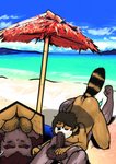 69_position all_fours anthro arm_hair athletic athletic_anthro athletic_male ball_sniffing balls balls_on_face beach beach_umbrella biceps big_balls big_penis biped body_hair brown_body brown_hair brown_skin butt detailed_background duo erection eyebrows eyes_closed fellatio genitals glistening hair hairy hairy_balls hairy_legs humanoid_genitalia humanoid_penis looking_pleasured lying male male/male male_penetrated male_penetrating male_penetrating_male markings mountain muscular muscular_male nude on_back oral oral_penetration outside parasol penetration penile penis pubes raised_tail sand sea seaside sex shadow shaggy_hair sky sniffing striped_markings striped_tail stripes tail tail_markings towel vein veiny_penis water olimacdoodles olimac_(olimacdoodles) bear mammal procyonid raccoon 2018 colored digital_drawing_(artwork) digital_media_(artwork) shaded