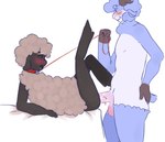 anthro blush bodily_fluids cloven_hooves collar drooling duo fur hooves leash leash_pull lying male male/male on_back penetration saliva sex wool_(fur) turch amanda_the_adventurer wooly_(amanda_the_adventurer) bovid caprine mammal sheep tagme