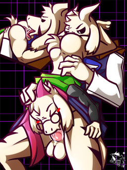 69_position anal anthro anus balls blush bodily_fluids butt clothed clothing cum cum_in_mouth cum_inside duo erection eyes_closed eyewear fellatio fur genital_fluids genitals glasses horn licking long_ears male male/male male_penetrated male_penetrating male_penetrating_male oral oral_penetration partially_clothed penetration penile penis rimming scarf sex simple_background tongue tongue_out white_balls white_body white_fur ventkazemaru deltarune undertale undertale_(series) asriel_dreemurr_(god_form) ralsei boss_monster_(undertale) bovid caprine darkner goat mammal 2018 3:4 digital_media_(artwork) hi_res