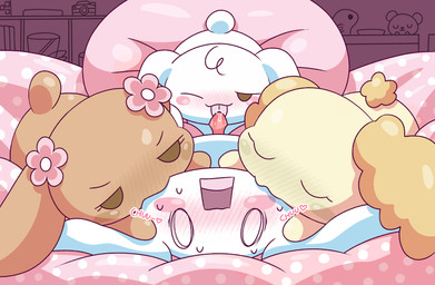 blush blush_lines blush_stickers blushing_profusely bodily_fluids erection fellatio female genital_fluids genitals licking looking_at_viewer male male/female male/male open_mouth oral penile penis precum sex sweat tongue young surjang cinnamoroll sanrio chiffon_(cinnamoroll) cinnamon_(cinnamoroll) milk_(cinnamoroll) mocha_(cinnamoroll) canid canine canis domestic_dog mammal 2026 absurd_res hi_res
