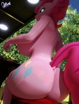 anthro anthrofied big_breasts big_butt breasts butt casual_nudity female nude sitting solo quicktimepony friendship_is_magic hasbro my_little_pony pinkie_pie_(mlp) equid equine horse mammal pony 3:4 3d_(artwork) digital_media_(artwork) hi_res