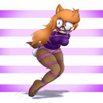 anthro bdsm blush bondage bound cleave_gag clothing eyewear female gag glasses hopping panties restraints rope rope_bondage solo underwear darkman-zero sega sonic_the_hedgehog_(series) audrey_(darkman-zero) fan_character mammal mustelid otter absurd_res hi_res