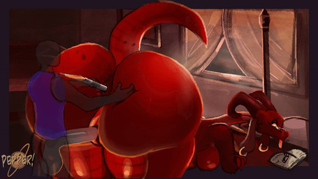 3_toes anal anal_penetration anal_tugging anthro anthro_focus anthro_penetrated anus ass_up ball_slap balls balls_deep bed bedroom bedroom_sex bent_over big_balls big_breasts big_butt big_penis blush bodily_fluids bouncing_balls bouncing_breasts breasts butt butt_grab circumcised doggystyle double_penetration dribbling dripping duo ear_piercing ears_down erection excessive_genital_fluids eye_contact eyewear faceless_character faceless_human faceless_male fast_sex feet female female_anthro female_focus female_on_human female_penetrated floppy_ears from_behind_position furniture genital_fluids genitals glasses grey_body hand_on_butt huge_butt huge_thighs human_on_anthro human_penetrating human_penetrating_anthro human_penetrating_female humanoid_genitalia humanoid_penis hyper improvised_sex_toy inside interspecies larger_anthro larger_female larger_penetrated lay_the_dragon long_ears long_penis looking_at_another looking_at_genitalia looking_at_partner looking_at_penis looking_at_viewer looking_back looking_back_at_another looking_back_at_partner looking_back_at_viewer male male/female male_on_anthro male_penetrating male_penetrating_female masturbation mature_anthro mature_female oral painting penetration penile penile_penetration penis penis_in_vagina piercing pivoted_ears precum puffy_anus red_body sex size_difference size_play slap smaller_human smaller_male smile tail text thick_thighs toes tongue tongue_out vaginal vaginal_fluids vaginal_penetration vulva wet window yellow_eyes pepperuranus mythology anon eudia_(pepperuranus) ych_(character) dragon human mammal mythological_creature mythological_scalie scalie wingless_dragon 16:9 2023 2d_animation animated artist_collaboration loop painting_(artwork) traditional_media_(artwork) widescreen