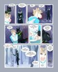 4:5 5_fingers alley anthro antlers barefoot black_body black_fur black_nose black_tail blonde_hair blue_eyes bottomwear canid canine canis ciel_(cinderfrost) cinder_(cinderfrost) clothed clothing comic countershading crouching deer demicoeur dialogue digital_media_(artwork) english_text equid equine eyebrows eyes_closed feet fingers forest frost_(cinderfrost) fully_clothed fur grey_body grey_fur grey_tail group hair hands_behind_back hi_res hoodie hooves horn inner_ear_fluff jacket kneeling knife male mammal multicolored_body multicolored_fur mythological_creature mythological_equine mythology open_mouth outside pants pink_tongue plant ring shaded short_hair snow snowing sound_effects speech_bubble standing tail teeth text tongue topwear trash_can tree tuft two_tone_body two_tone_fur two_tone_tail unicorn white_body white_fur wolf zip_tie