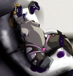 amputation anthro autocannibalism bdsm blood bodily_fluids bondage bound breasts cannibalism female food gore hard_vore knife meat nipples puff saliva sex_toy tongue vibrator vore dogshenanigans reptile scalie snake 2019 digital_media_(artwork)