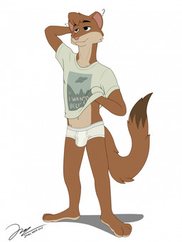 anthro barefoot black_text briefs clothed clothed_anthro clothed_male clothing feet hand_behind_head male monotone_briefs monotone_clothing monotone_underwear pantsless pantsless_anthro pantsless_male shirt simple_background solo standing t-shirt tail text text_on_clothing text_on_shirt text_on_topwear tighty_whities topwear translucent translucent_briefs translucent_clothing translucent_underwear underwear waistband_stripe white_briefs white_clothing white_underwear james_foster i_want_to_believe the_x-files martin_(orf) mammal mustelid musteline true_musteline weasel 2025 artist_name dated hi_res