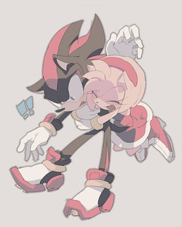 accessory anthro boots clothing duo eyes_closed female footwear gloves hair_accessory hairband handwear hug male narrow_hips open_mouth shoes thin_calves thin_legs thin_thighs aoki6311 sega sonic_the_hedgehog_(series) amy_rose shadow_the_hedgehog eulipotyphlan hedgehog mammal 2015