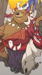 anthro brown_body brown_fur clothed clothing fur male overweight overweight_anthro overweight_male solo waniharu sdorica dagger_(sdorica_sunset) bear mammal 2018 hi_res