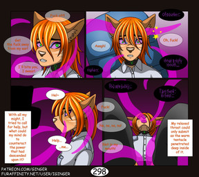 anthro clenched_teeth clothed clothing collar collared_shirt crossdressing dialogue ear_penetration eyes_closed eyeshadow femboy feminization formal_wear front_view fur green_eyes hair inner_ear_fluff legwear low-angle_view makeup male open_mouth oral oral_penetration penetration profanity scared sex shirt shocked simple_background sitting solo speech_bubble stockings surprised teeth tentacle_penetration tentacle_sex tentacles text topwear tuft iginger ginger_(iginger) domestic_cat felid feline felis mammal comic digital_media_(artwork) english_text hi_res multiple_scenes url