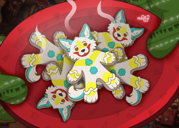 anthro clothing cookie food gloves handwear holidays male solo naoto christmas canid canine canis mammal wolf absurd_res hi_res