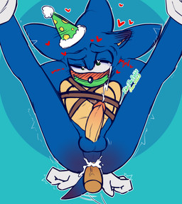 anal anal_orgasm anal_penetration anthro balls bdsm blue_body blush bodily_fluids body_blush bondage bound butt_blush clothing cum cum_in_ass cum_inside cumshot duo ear_blush ejaculation erection footwear furrowed_eyebrows genital_fluids genitals glans gloves green_eyes hands-free hands_behind_back hands_tied handwear hat headgear headwear heart_eyes heart_symbol humanoid_genitalia humanoid_penis legs_up male mouth_tape offscreen_male orgasm party_hat penetration penile penile_penetration penis penis_in_ass restraints rope rope_bondage sex shoes solo_focus tail_blush thiritherabbit sega sonic_the_hedgehog_(series) sonic_the_hedgehog eulipotyphlan hedgehog mammal 2023 digital_media_(artwork) hi_res