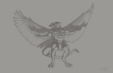 abs anthro bottomwear clothed clothing feathered_wings feathers front_view hair horn long_hair male male_anthro mouth_closed muscular muscular_anthro muscular_male narrowed_eyes pecs simple_background solo spread_wings standing topless wings aduran mythology elson_(messu) dragon mythological_creature mythological_scalie scalie 2022 absurd_res dated full-length_portrait hi_res monochrome portrait signature sketch