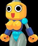 areola big_breasts black_eyes breasts eyelashes female genitals machine nipples not_furry pussy simple_background solo transparent_background yellow_body yellow_skin real-warner capcom mega_man_(series) mega_man_legends humanoid robot servbot alpha_channel low_res