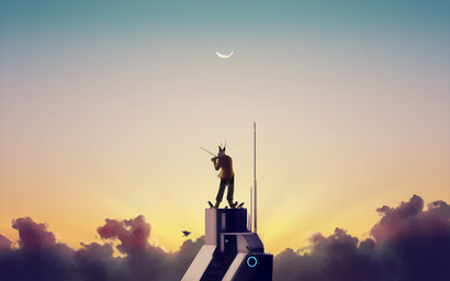 ambiguous_gender anthro bowed_string_instrument bow_(stringed_instrument) clothed clothing cloud detailed_background horn moon musical_instrument outside p700 playing_music playing_violin scenery scenery_porn science_fiction sky solo standing string_instrument sunrise sunset violin kavaeric traveler antelope avian bird bovid mammal 16:10 2017 hi_res