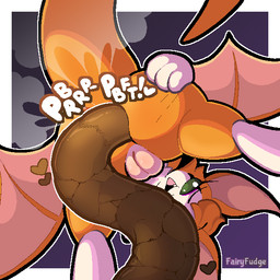 anthro anus big_butt border butt cheek_tuft cute_fangs eyelashes facial_tuft fangs fart fart_cloud feces female female_anthro floating_eyebrows fur genitals gesture green_eyes hand_gesture hand_on_butt heart_symbol looking_at_viewer looking_pleasured looking_through looking_through_legs low-angle_view membrane_(anatomy) membranous_wings multicolored_body multicolored_fur nude nude_anthro nude_female open_mouth open_smile orange_body orange_fur outline plump_labia pooping presenting presenting_hindquarters scatplay smile solo sound_effects spread_butt spreading teeth tuft two_tone_body two_tone_fur upside_down vowelless vowelless_sound_effect vulva white_body white_border white_fur wings fairyfudge dust:_an_elysian_tail fidget_(elysian_tail) bat mammal nimbat 1:1 colored digital_media_(artwork) hi_res shaded signature