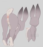 all_fours anthro anus ass_up bent_over breasts butt casual_nudity female fur genitals grey_background grey_body grey_fur hands_behind_back looking_away multiple_poses nipples nude nude_anthro nude_female pointy_ears pose prick_ears pussy raised_tail rear_view simple_background small_breasts solo tail tail_anus mochii_tiger disney zootopia judy_hopps lagomorph leporid mammal rabbit hi_res multiple_images watermark