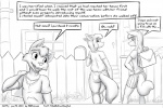3:2 anthro bag canid canine comic dialogue english_text faf fafcomics female fence fox greyscale group hetty_(faf) jimmy_(faf) male mammal monochrome text