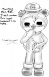 anthro embarrassed erection genitals male penis simple_background solo text white_background young animextremex octonauts shellington english_text monochrome