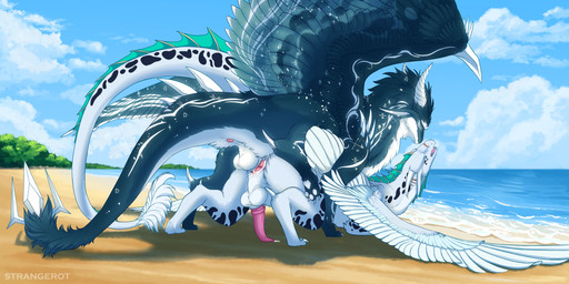 3_toes anal anal_penetration anus balls beach bodily_fluids claws cloud cum cum_inside day digitigrade duo erection feathered_wings feathers feet feral feral_on_feral feral_penetrated feral_penetrating feral_penetrating_feral finger_claws fur genital_fluids genitals horn male male/male male_penetrated male_penetrating male_penetrating_male medial_ring paws penetration penile penile_penetration penis precum quadruped sand sea sex sky tail toe_claws toes water wings strangerot mythology crux_(cruxyblue) dragon furred_dragon furred_scalie mythological_creature mythological_scalie scalie digital_drawing_(artwork) digital_media_(artwork) hi_res