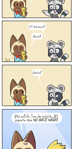 age_difference anthro dialogue doll duo humor male parody text toy young young_anthro young_male mr_harinezumi jean_and_aristo_(comic) jazz_aristotle tom_(el_senor_erizo) uriel_vanette domestic_cat felid feline felis inanimate_object mammal procyonid raccoon siamese_cat absurd_res comic hi_res spanish_text translated