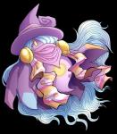 blue_hair cape clothing female hair hat headgear headwear not_furry solo witch_hat yellow_eyes halgalaz kirby:_canvas_curse kirby_(series) nintendo drawcia waddling_head alpha_channel hi_res