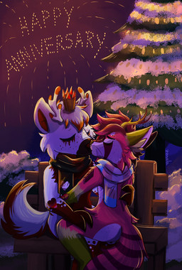 anniversary anthro belly butt couples duo fireworks freckled_belly freckled_butt freckled_face freckles holding_each_other holding_tight kissing male male/male passionate_kiss romantic romantic_couple snow tuft zenala mythology folfie_winter seraris ailurid canid canine canis deer dragon dragonfruit_(elvche) eastern_dragon fox hybrid mammal mythological_creature mythological_scalie red_panda scalie wolf absurd_res hi_res
