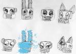 anthro buckteeth endoskeleton female group lineup looking_at_viewer machine male simple_background teeth text white_background inkyfrog five_nights_at_freddy's five_nights_at_freddy's_2 scottgames bonnie_(fnaf) chica_(fnaf) foxy_(fnaf) freddy_(fnaf) mangle_(fnaf) toy_bonnie_(fnaf) toy_chica_(fnaf) toy_freddy_(fnaf) animatronic robot 2015 english_text sketch traditional_media_(artwork)