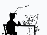 anthro beverage chair clothed clothing coffee duo eyewear female furniture glasses table text deltav epilepsy_warning anon lynn_(deltav) canid canine canis human humanoid mammal wolf 2_frame_animation 4:3 animated black_and_white english_text monochrome short_playtime signature