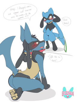 3_toes ambiguous/ambiguous ambiguous_gender anthro anthro_on_anthro bdsm blush butt collar dialogue dominant duo embarrassed featureless_crotch feet flustered fur holding_leash holding_object kemono kneeling larger_sub leash leash_pull looking_at_another looking_away narrowed_eyes nude onomatopoeia open_mouth pawpads petplay roleplay shadow simple_background size_difference smile sound_effects standing submissive talking_to_another text toes tuft white_background epicbunbun nintendo pokemon generation_4_pokemon lucario pokemon_(species) riolu 2026 english_text handwritten_text hi_res watermark
