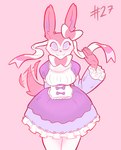 accessory anthro bow_accessory bow_ribbon bow_tie breasts clothing female hair_accessory hair_bow hair_ribbon maid_uniform ribbons smile solo tail tail_motion tailwag uniform junkedart dressuptober nintendo pokemon eeveelution generation_6_pokemon pokemon_(species) sylveon 2021 digital_drawing_(artwork) digital_media_(artwork) hi_res monochrome portrait three-quarter_portrait