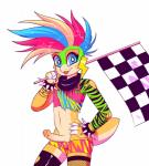 2017 4_fingers :3 alternative_fashion anthro anthrofied big_eyes biped blep blonde_hair blue_eyes blue_hair bottomwear bracelet bulge checkered checkered_flag claws clothing colorful_theme countershade_arms countershade_face countershade_legs countershade_tail countershade_torso countershading deaglen digital_drawing_(artwork) digital_media_(artwork) ear_piercing erection eyelashes eyeshadow fangs fingers fishnet_clothing fishnet_legwear flag flag_(object) foreskin frenum_piercing front_view genital_piercing genitals girly glamrock glans glistening glistening_body glistening_skin green_body green_skin hair hand_on_hip holding_flag holding_object humanoid_genitalia humanoid_penis jewelry koopa koopaling leather leggings legwear lemmy_koopa lightning_bolt looking_at_viewer makeup male mario_bros mismatched_legwear mohawk multicolored_body multicolored_hair multicolored_skin nintendo orange_body orange_glans orange_skin orange_stripes penis penis_piercing piercing pink_hair poking_out portrait presenting presenting_penis race_queen red_tongue scalie scarf shirt short_tail shorts simple_background slim small_waist smile solo sparkles spiked_bracelet spikes standing stripes tail tan_body tan_countershading tan_penis tan_skin teeth thick_tail three-quarter_portrait tight_clothing tight_foreskin tongue tongue_out topwear torn_clothing torn_leggings torn_legwear torn_shirt torn_topwear white_background white_claws