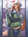 anthro backpack beanie blush breast_grab breast_squeeze breasts bulge clothed clothed_sex clothing clothing_lift college dry_humping duo elevator erection exhibitionism female forced forced_kiss french_kissing from_behind_position fur grinding grope hair hand_on_breast hat headgear headwear heart_symbol holidays hug hugging_another hugging_from_behind kiss_on_lips kissing male male/female passionate_kiss public public_sex romantic romantic_couple school sex squeezing surprise surprise_kiss text thigh_sex underwear winter roof_legs valentine's_day ethan_(roof_legs) katie_(roof_legs) canid canine canis domestic_dog german_shepherd herding_dog mammal pastoral_dog 3:4 absurd_res hi_res brother_(lore) brother_and_sister_(lore) incest_(lore) sibling_(lore) sister_(lore)