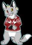 ambiguous_gender anthro black_ears black_markings blue_outline bottomless christmas_clothing christmas_sweater christmas_topwear clothed clothing countershade_fur countershading digitigrade dipstick_tail featureless_crotch feet fur grey_body grey_fur handpaw heterochromia hindpaw holidays markings orange_eyes outline paws pink_nose red_clothing red_sweater red_topwear semi-anthro simple_background smile solo standing striped_markings striped_tail stripes sweater tail tail_markings topwear transparent_background whiskers white_body white_countershading white_fur white_inner_ear yellow_eyes sebdoggo christmas domestic_cat felid feline felis mammal 2013 aliasing alpha_channel digital_drawing_(artwork) digital_media_(artwork) flat_colors full-length_portrait low_res microsoft_paint_(artwork) portrait