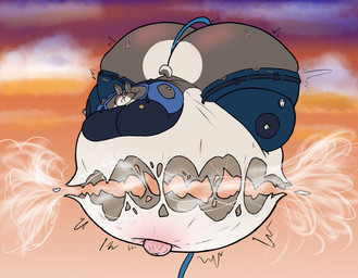 air_inflation anthro badge belly belly_blush belly_expansion belt big_belly big_breasts big_butt big_cheeks big_navel black_belt black_clothing black_topwear black_vest blue_bottomwear blue_clothing blue_pants blue_shirt blue_sky blue_topwear blush body_blush body_inflation bottomwear breast_expansion breasts buckteeth bursting butt butt_blush butt_expansion cheek_expansion clothed clothing cloud expansion female female_anthro floating grey_body grey_ears grey_tail hose hose_in_butt hose_inflation huge_belly huge_breasts huge_butt huge_cheeks huge_navel hyper hyper_belly hyper_breasts hyper_butt hyper_cheeks hyper_inflation hyper_navel immobile inflation multicolored_body navel open_belt open_mouth outie_navel outside pants pink_inner_ear pink_nose popping puffed_cheeks purple_eyes red_mouth scut_tail shirt short_tail sky solo stretch_marks tail teeth three-quarter_view tight_clothing topwear two_tone_body two_tone_tail vest white_body white_tail alvro disney zootopia judy_hopps european_rabbit lagomorph leporid mammal oryctolagus rabbit 2026 colored digital_media_(artwork) flat_colors hi_res